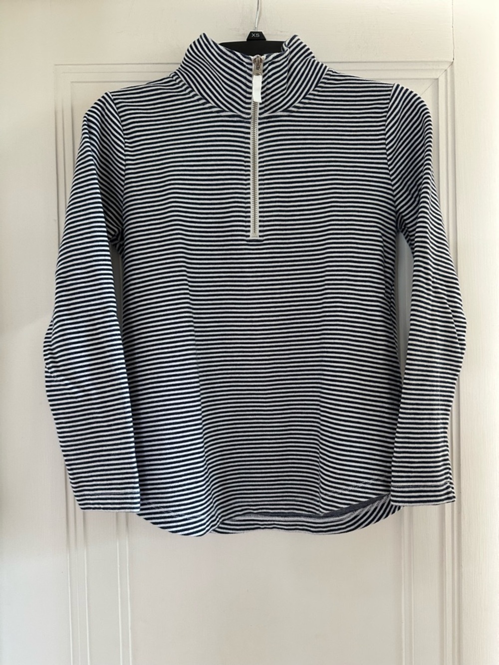 Like-New J. Crew Navy & White Striped Terry Half-Zip Beach 🏖️ Pullover - XS